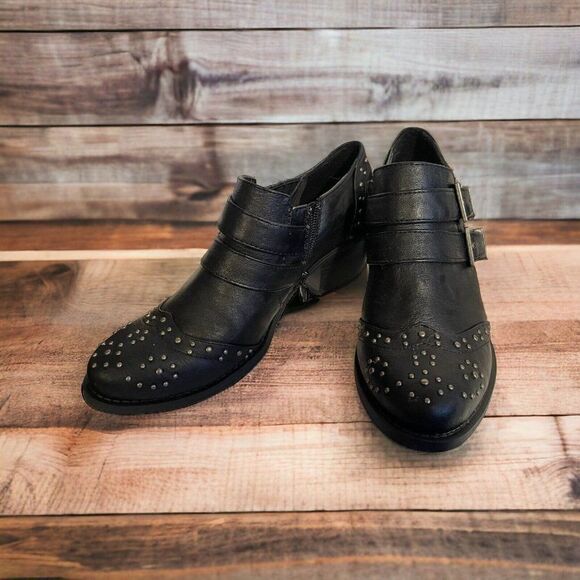 Ruffhewn Women’s Size 7M RH-Nadine Buckle & Zip Black Ankle Shoes - Picture 4 of 7